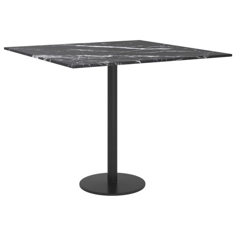 Tafelblad 50x50 cm 6 mm gehard glas met marmeren design zwart 4
