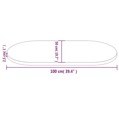 Tafelblad ovaal 100x50x2,5 cm massief grenenhout 7