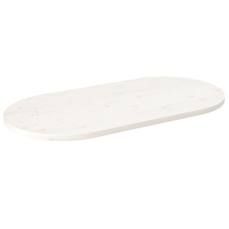 Tafelblad ovaal 100x50x2,5 cm massief grenenhout wit 1