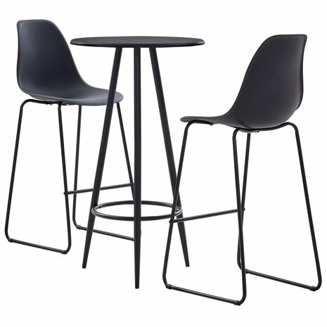3-delige Barset kunststof zwart 1