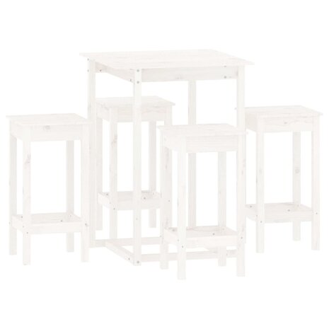 5-delige Barset massief grenenhout wit 2
