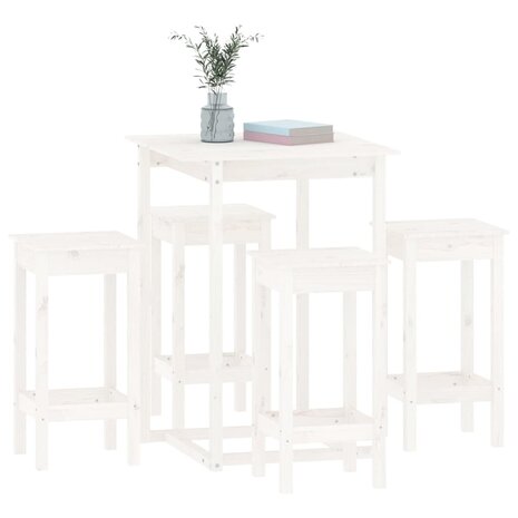 5-delige Barset massief grenenhout wit 4