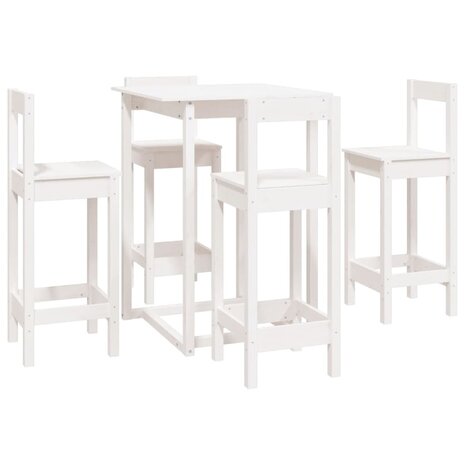 5-delige Barset massief grenenhout wit 2