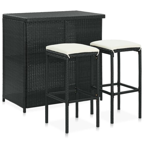 3-delige Barset poly rattan zwart 1