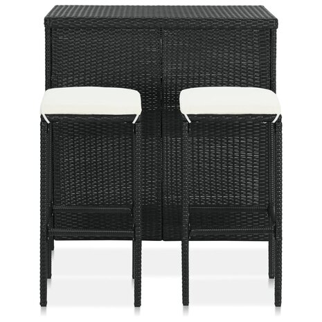 3-delige Barset poly rattan zwart 2