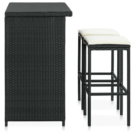 3-delige Barset poly rattan zwart 3