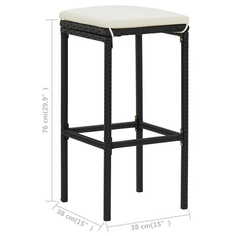 3-delige Barset poly rattan zwart 9