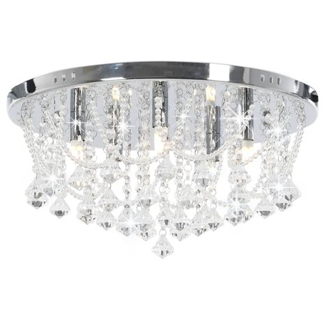 Plafondlamp met kristallen kralen rond 4xG9 zilverkleurig 1