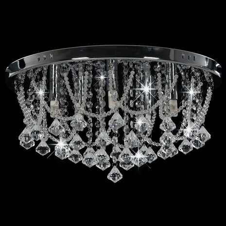 Plafondlamp met kristallen kralen rond 4xG9 zilverkleurig 3