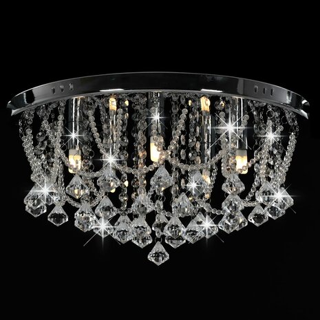 Plafondlamp met kristallen kralen rond 4xG9 zilverkleurig 4