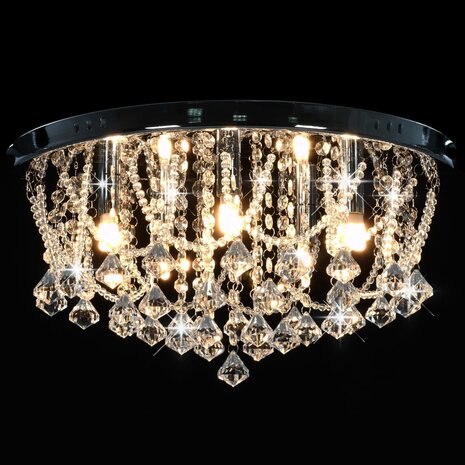 Plafondlamp met kristallen kralen rond 4xG9 zilverkleurig 5