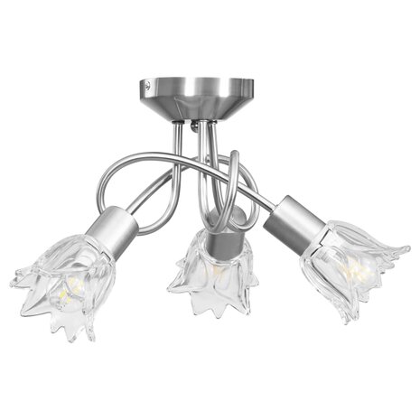 Plafondlamp met glazen tulpvormige kappen 3xE14 transparant 4