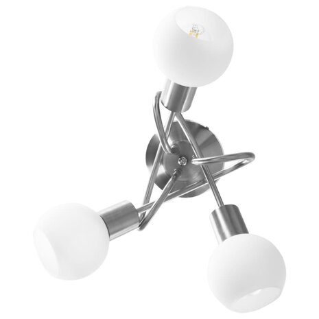 Plafondlamp met keramieken bolvormige kappen voor 3xE14 wit 5