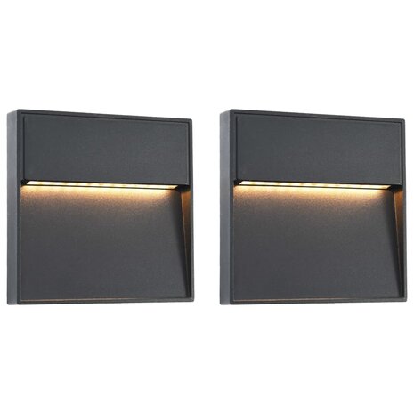 LED-buitenwandlampen 2 st 3 W vierkant zwart 1