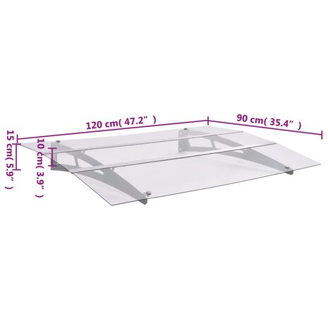 Deurluifel 120x90 cm polycarbonaat zilverkleurig en transparant   6