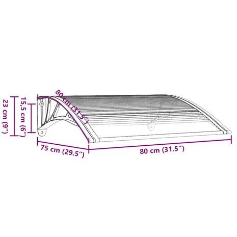 Deurluifel 80x75 cm polycarbonaat zwart en transparant 7