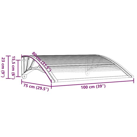Deurluifel 100x75 cm polycarbonaat zwart 7