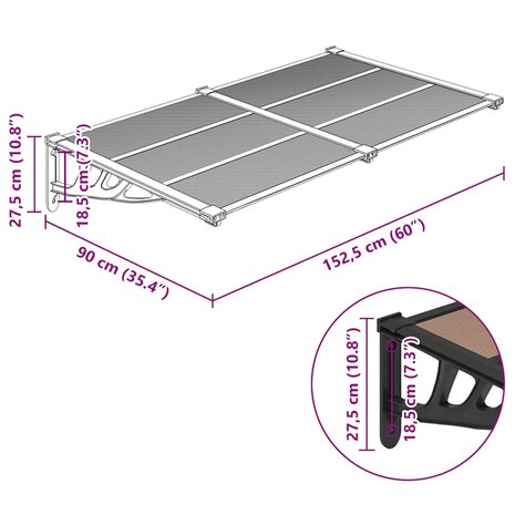 Deurluifel 152,5x90 cm polycarbonaat zwart 6