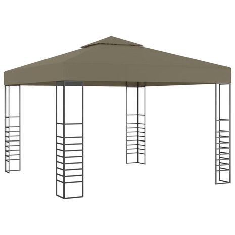 Tuinpaviljoen met LED-lichtslinger 3x3 m taupe 3