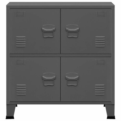 Opbergkast industrieel 75x40x80 cm staal antracietkleurig 4