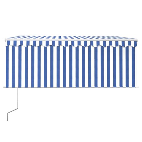 Luifel automatisch uittrekbaar rolgordijn 3,5x2,5 m blauw wit   3