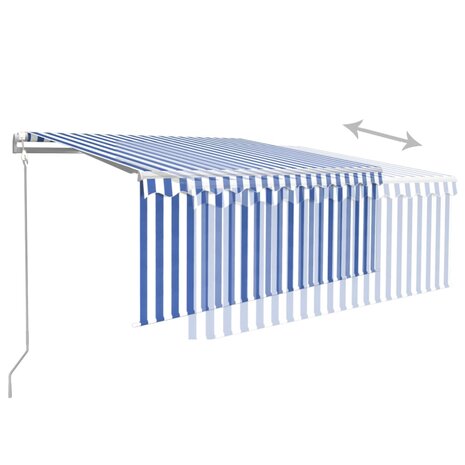 Luifel automatisch uittrekbaar rolgordijn 3,5x2,5 m blauw wit   4