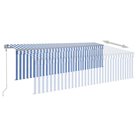 Luifel automatisch uittrekbaar met rolgordijn 5x3m blauw en wit 4