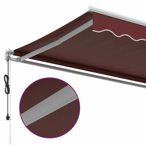 Luifel automatisch uittrekbaar 350x250 cm bordeauxrood 7