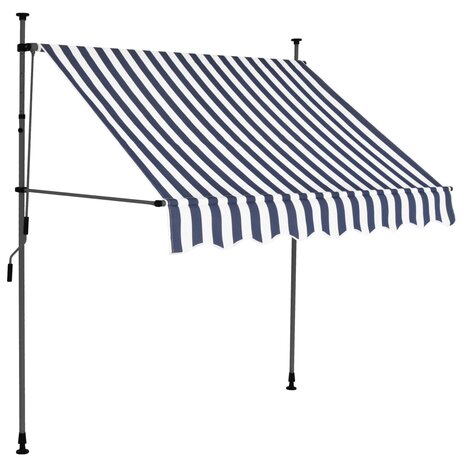 Luifel handmatig uitschuifbaar met LED 200 cm blauw en wit 2