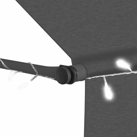 Luifel handmatig uitschuifbaar met LED 300 cm antracietkleurig 5