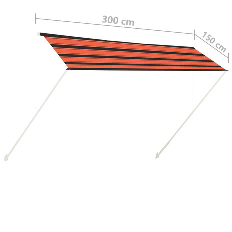 Luifel uittrekbaar 300x150 cm oranje en bruin 7