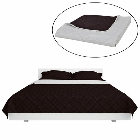 Bedsprei gewatteerd dubbelzijdig 220x240 cm beige/bruin 2