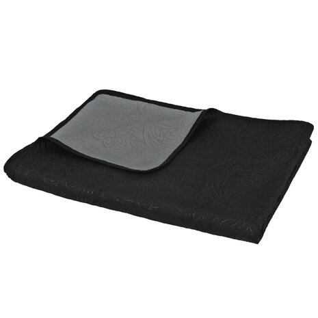 Bedsprei dubbelzijdig 170x210 cm quilt grijs en zwart 4
