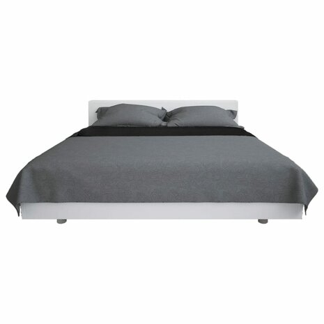 Bedsprei dubbelzijdig 220x240 cm quilt grijs en zwart 3