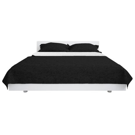 Bedsprei dubbelzijdig 220x240 cm quilt zwart en wit 3