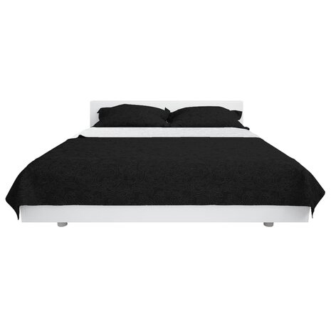 Bedsprei dubbelzijdig 230x260 cm quilt zwart en wit 3