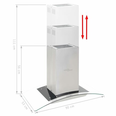 Eilandafzuigkap 756 m³/u LED 90 cm roestvrij staal 4