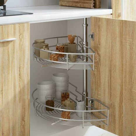 Draadmand keuken 2-laags 180 graden 75x38x80 cm zilverkleurig 1