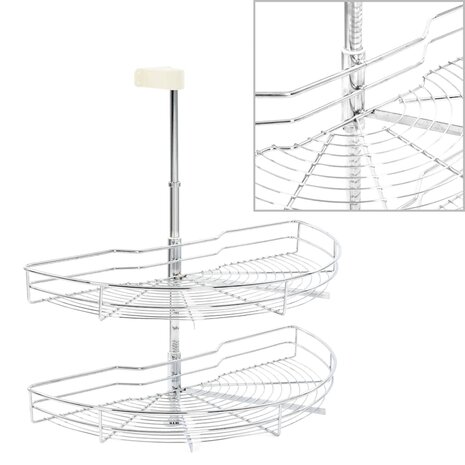 Draadmand keuken 2-laags 180 graden 75x38x80 cm zilverkleurig 2