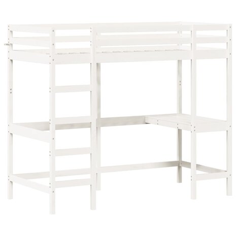 Hoogslaper met bureau massief grenenhout wit 90x190 cm 3