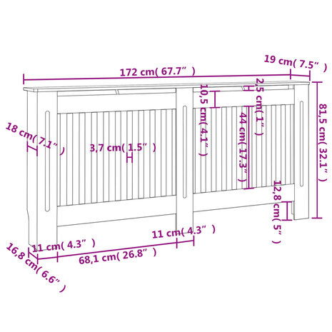 Radiatorombouw 2 st 172 cm MDF wit 4