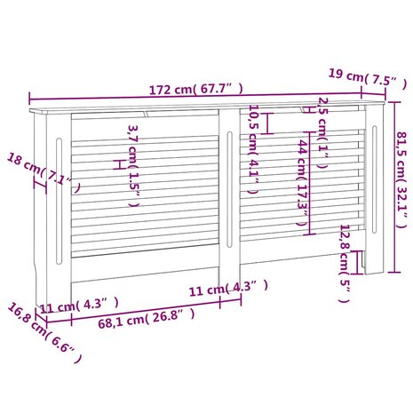 Radiatorombouw 172x19x81,5 cm MDF wit 8