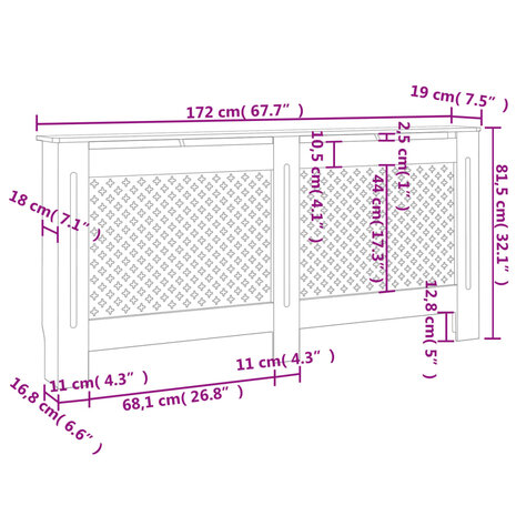 Radiatorombouw 172x19x81,5 cm MDF zwart 8