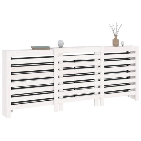 Radiatorombouw 210x21x85 cm massief grenenhout wit 4