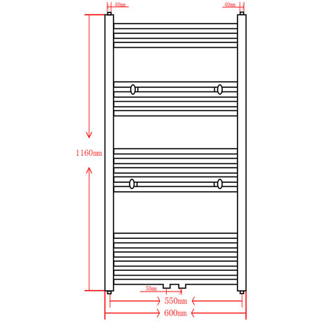 Radiator / handdoekenrek recht 600x1160 mm grijs 9