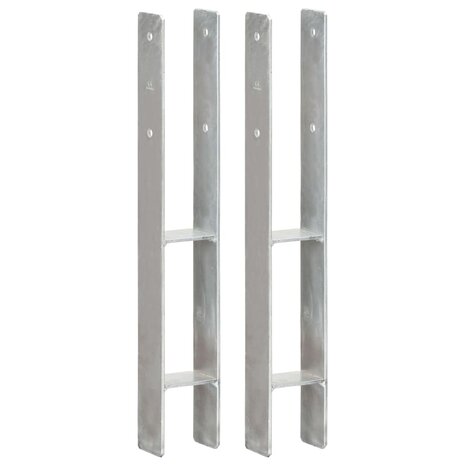 Grondankers 2 st 8x6x60 cm gegalvaniseerd staal zilverkleurig 1