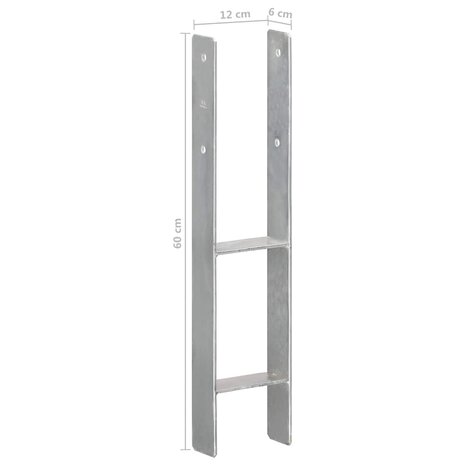 Grondankers 6 st 12x6x60 cm gegalvaniseerd staal zilverkleurig 7