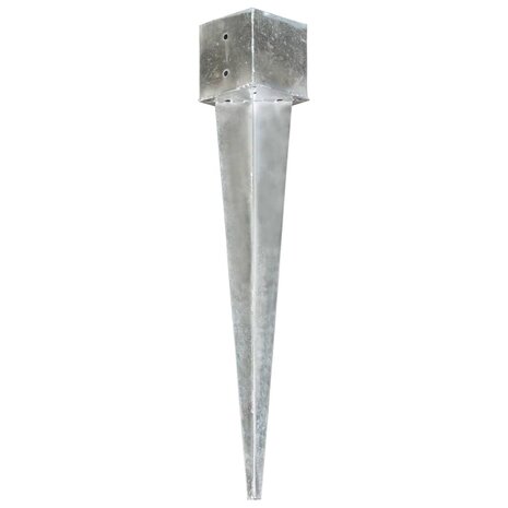 Grondpinnen 2 st 14x14x91 cm gegalvaniseerd staal zilverkleurig 2