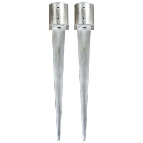 Grondpinnen 2 st 12x91 cm gegalvaniseerd staal zilverkleurig 1