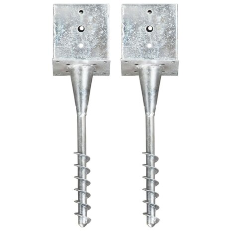 Grondpinnen 2 st 14x14x58 cm gegalvaniseerd staal zilverkleurig 1